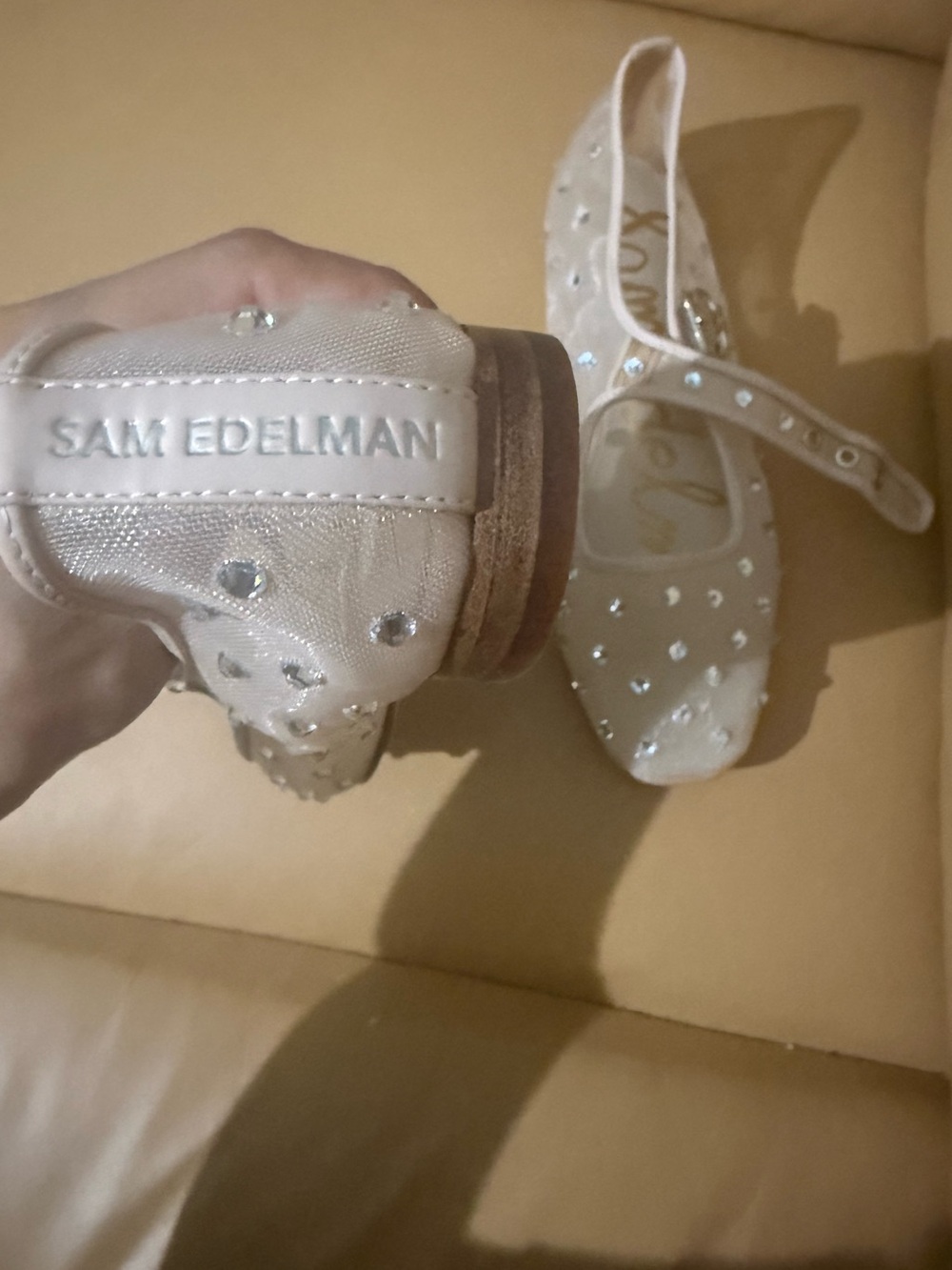 Sam Edelman Nude Mesh Mary Jane Flats with Crystal Studs - Picture 6 of 6